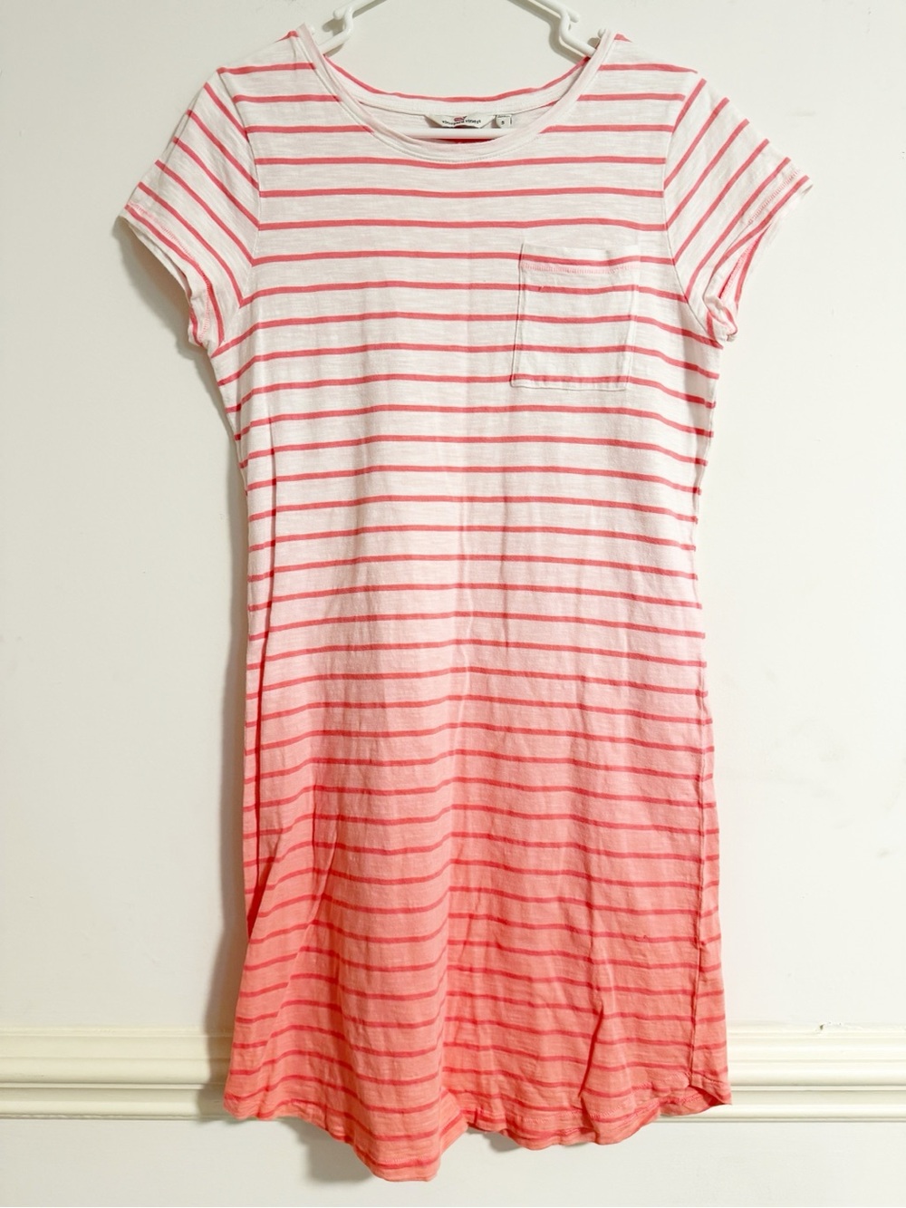 Vineyard Vines Coral Pink Stripe Cotton Short Sleeve T-Shirt Dress - Size S